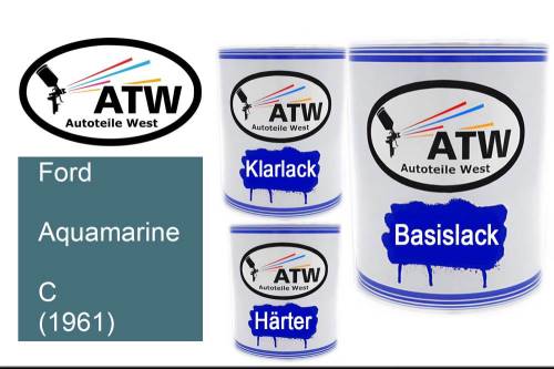 Ford, Aquamarine, C (1961): 1L Lackdose + 1L Klarlack + 500ml Härter - Set, von ATW Autoteile West.